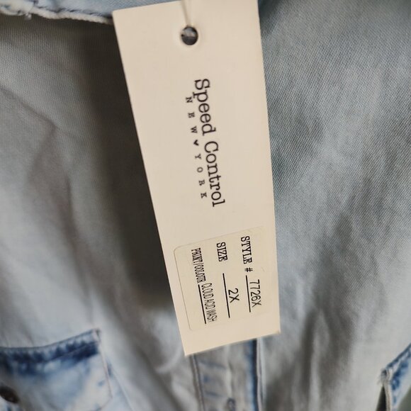 Speed Control Acid Wash Long Sleeve Dress - Size 2X - Picture 6 of 7